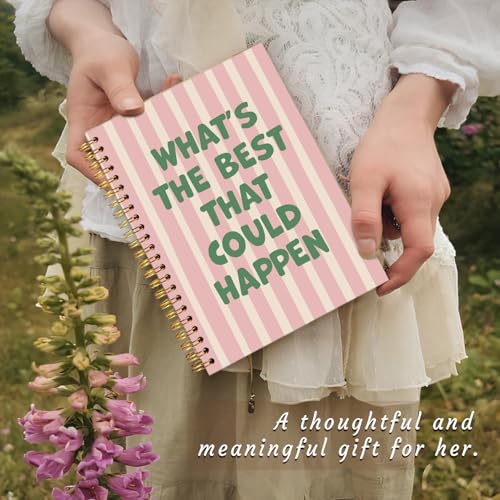 Cute Journal for Girls，Pink Spiral Notebook A5 Hardcover， - color: Happy