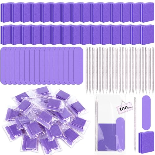 100 Sets Disposable Manicure Kit Individually Package, Purple - color: Purple