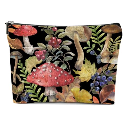 Retro Mushroom Makeup Bag, Mushroom Gifts Cosmetic Bag Mushrooms Stuff - color: Multicolor 0140