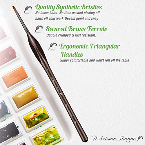 D'Artisan Shoppe Size 1 Detail Flat Miniature Paint Brushes 4pc Brush Set - style: 4 pc Flat Tip (Size 1)