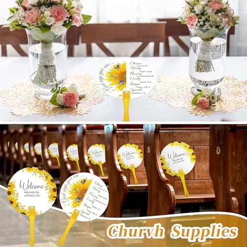 Church Handheld Fans Bulk Christian Inspiration Gifts,Sunflower - style: Sunflower