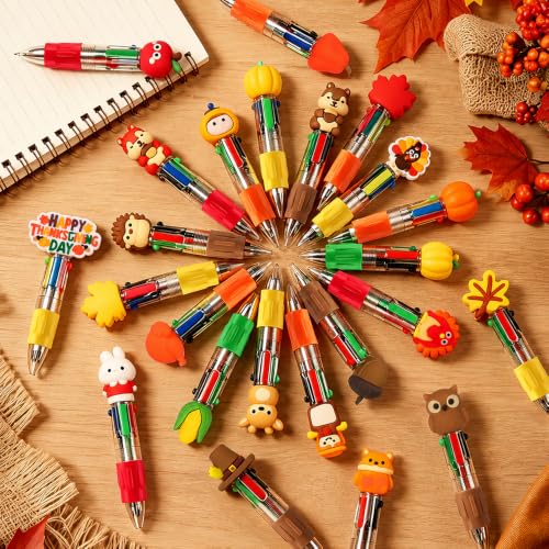 24PCS Thanksgiving Pens Fun Cute Autumn 4-in-1 Multicolor Gift Pens - style: Thanksgiving-24pcs
