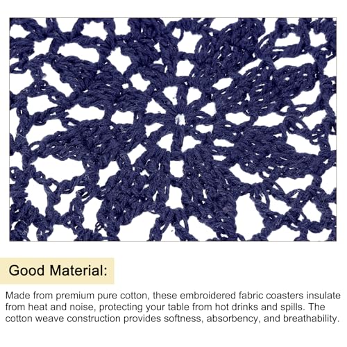 uxcell Fabric Coasters, 8pcs 4" with Floral Pattern Navy Blue - color: Navy Blue
