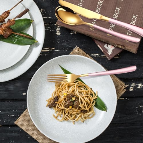 MURRI&MURRDI Travel Stainless Steel Cutlery Set for 1, Reusable Flatware Set with Case, Camping Silverware Set for Work, Knife Fork Spoon Utensil Set 3 Piece (Pink Gold) - color: B- 3 Pink Gold