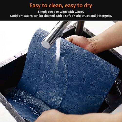 Blue Plastic Placemats Set of 8, Faux Leather Waterproof Table Mats - color: Blue