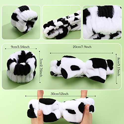 Hanaive 3 Pcs Spa Headband and Wristbands for Washing Face, Cow - style: Cow