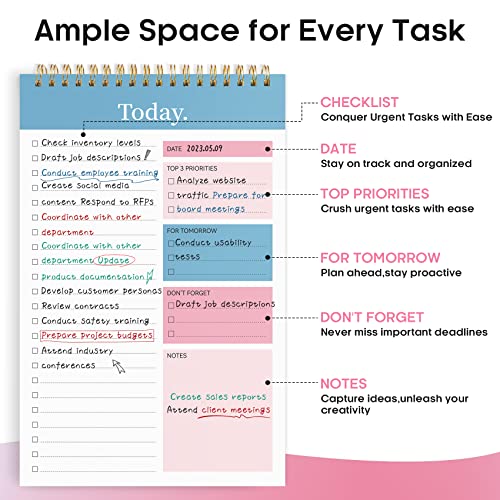 Taja To Do List Notepad, Undated Daily Planner for Work and Goal Setting - color: c-Early Dawn, size: 1 Pack