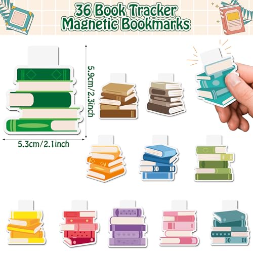 Yopyame Cute Magnetic Bookmarks Bulk - 36PCS Book Tracker Magnetic Bookmarks 12 Bookshelf Design Bookmark for Book Lovers Kids Double Sided Reading Page Markers for Adults Reading Lovers Classroom - style: Book