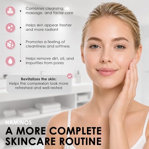 Facial Cleansing Brush 3-in-1, Silicone Face Scrubber and Massager with V-Roller, 5 Vibration Modes, Waterproof Rechargeable Electric Face Wash Brush for Daily Cleansing