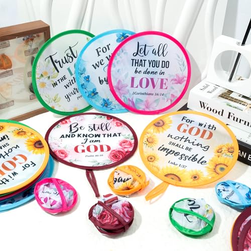 R HORSE 50Pcs Christian Church Fans Bulk Religious Folding Handheld Fan - color: Religious Flower