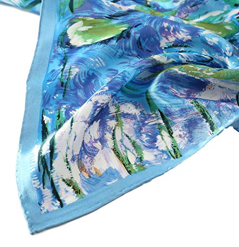 JWSilk Long Charmeuse Silk Scarf Classic Art Print - color: Water Lilies By Monet