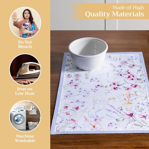 Maison d' Hermine Placemats Set of 4 Reusable 100% Cotton (13"x19") - color: 059 - Summer Floral, size: 13" X 19" (Pack of 4)