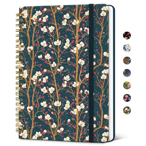 Taja Spiral Lined Journal for Women, Pretty Hardcover Journal Notebook, A5 - color: S-Magnolia