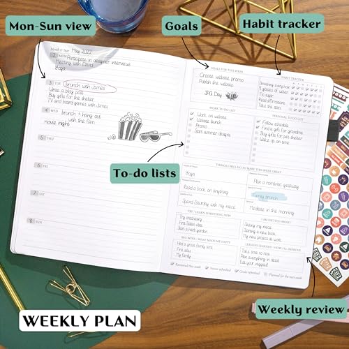 Legend Planner PRO Weekly & Monthly, Large Undated, 7”x10”, Black - color: Black, Debossed