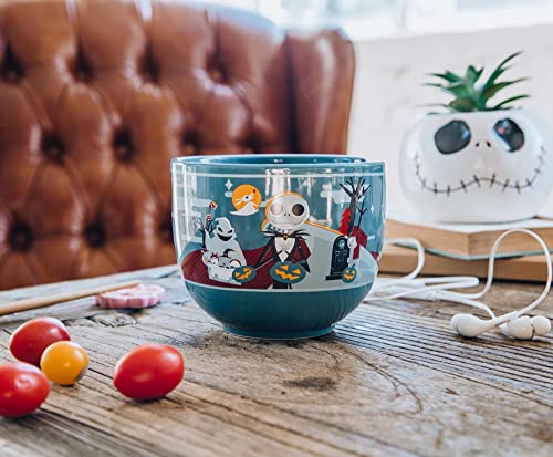 Disney The Nightmare Before Christmas Jack Skellington and Friends Japanese Ceramic Dinnerware Set | Includes 20-Ounce Ramen Noodle Bowl and Wooden Chopsticks - color: Jack Skellington and Friends