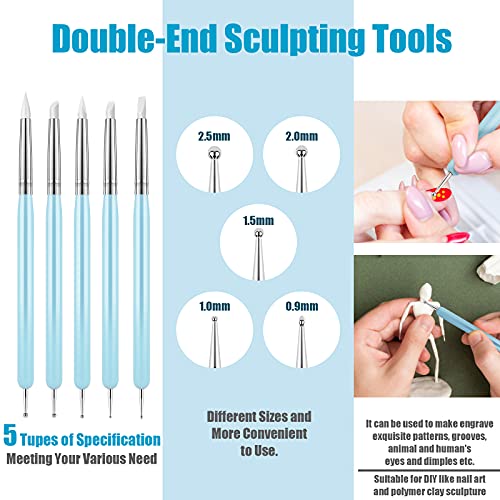 Clatoon 10Pcs Silicone Clay Sculpting Tool, Modeling Dotting Tool