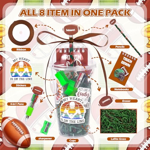 LiYiQ 24 Set 247 Pcs Football Party Supplies Return Gifts for Party, Student Stationery Gifts from Teacher Rewards Prizes, Pencil Erasers Notebooks Stickers for Football Classroom Birthday - style: Football