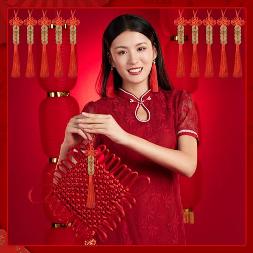 15 Strings Chinese Lucky Coins, 2024 Chinese New Year Decorations Copper Fortune Coins Red Chinese Knot Feng Shui Coins Hanging Tassels for Spring Festival Decoration