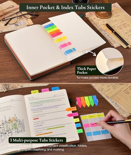 PAIBAS Lined Journal Notebook with 300 Page Numbered Pages, Vintage Leather - color: Green, size: A5 (5.8in x 8.3in)