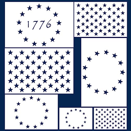 Koogel American Flag 50 Star Stencil, 13 Stars 1776 Stencils for DIY Crafts - style: 7 PCS