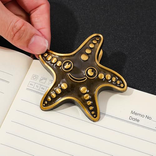 Vintage Ocean Bookmark Clip, 4 Color Starfish Shell Octopus for Book Lovers - color: Starfish Style a