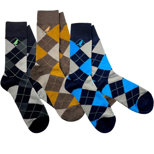 Men’s Cotton Crew Dress Socks – Ultra-Soft, Breathable, Everyday Comfort – Argyle Collection - color: Argyle Meld