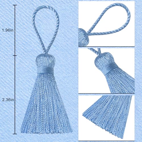 20Pcs 4.3 Inch Silky Mini Craft Tassels for Earrings, Souvenir(Sky Blue) - color: Sky Blue