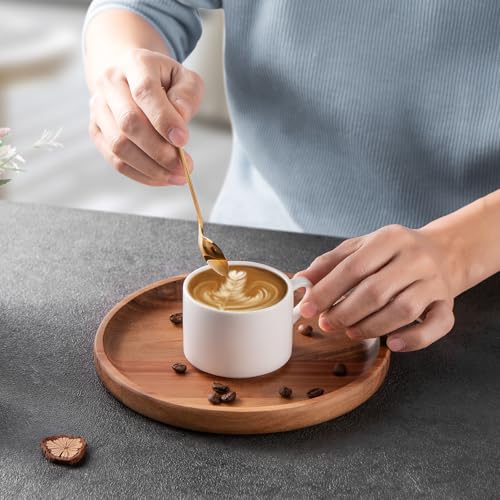 BF BILL.F SINCE 1983 Wooden Plates Round Dinner Plates 8 Inch Acacia Wood Serving Tray Wooden Serving Platters for Home Decor, Food, Vegetables, Fruit, Charcuterie, Appetizer Serving Tray (Set of 4) - color: 8 Inch Round 4pcs