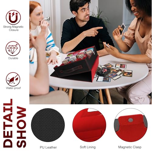 Gomyrod 4 Row 3200+ Trading Card Storage with Commander Display [US Patent] - color: Black/Red, size: 3200+