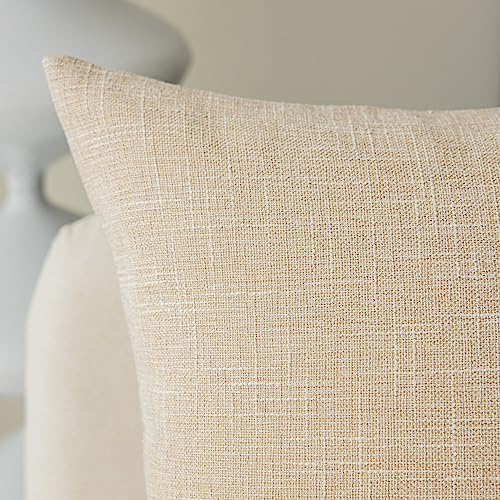 Kevin Textile Pack of 2, Decorative 2 Tone Linen Pillow Covers Cushion Cover for Chair/Sofa/Bed/Car, 16 x 16 Inches, Cream Beige - color: Cream Beige, size: 16" x 16" (Pack of 2)
