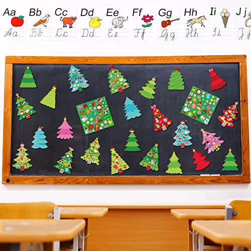 Funrous 24 Pcs DIY Christmas Tree Paper Craft Kit Hanging Ornaments DIY Christmas Crafts Card Making Kit for Kids Holiday Favor Decorative Sticker Xmas Party Supplies