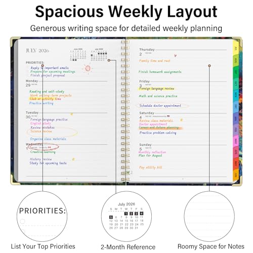 Academic Planner 2026–2027, A4 Hardcover Weekly Monthly Planner, Large 8.5 x 11 School Year Planner July 2026 to July 2027, with Bookmark, Pocket Folder and Sticky Notes, Tree Seasons - color: Tree Seasons, size: A4