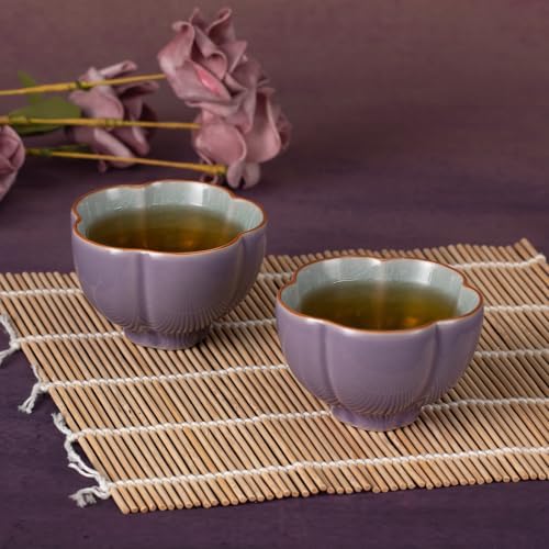 KAMMAK Japanese Tea Cups, 3.3 Oz Small Handmade Ceramic Teacups, Set of 2 - style: GN05