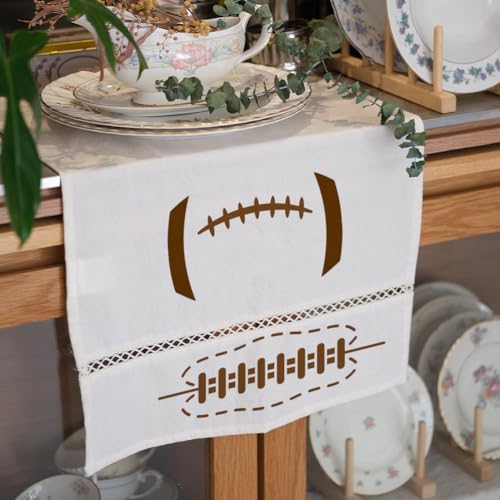 MAYJOYDIY Football Sewing Thread Stencils, 11.8x11.8 inch, 2 Pack with Paint Brush, Sports Ball Drawing Templates - color: Football Sewing Thread