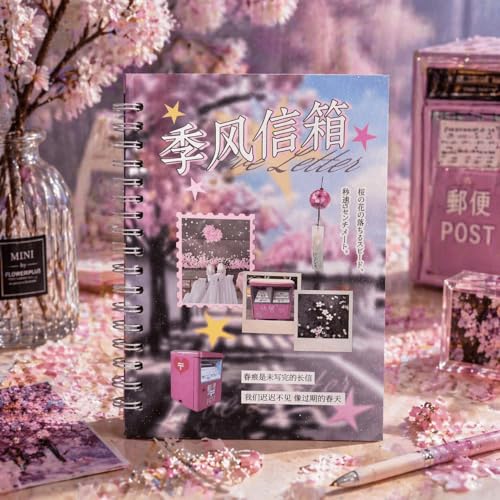 Japanese Sticker Book for Journaling and Scrapbooking, 30 Sheets Kawaii Y2K Aesthetic Paper Stickers for Junk Journal Supplies, Planner Decor, Collage, Vision Board and DIY Crafts, Monsoon Mailbox - color: Monsoon