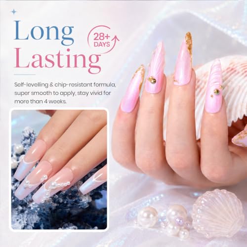 Beetles Pearl Gel Nail Polish Set, White Pink Blue Mermaid Gel Polish - color: A - Pearl | Mixed Finishes | Mermaid Legend