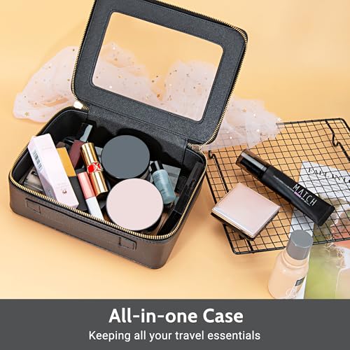Aveniee Clear Makeup Bag Set (2-Piece Mini & Midi) - Travel Toiletry Organizer for Women, Waterproof Cosmetic Pouch & Car Accessory for Travel Size Toiletries, Black - color: Black, style: Compact Duo
