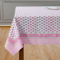 CPC Tablecloth 100% Cotton 72x190 Inch Indian Block Print Rectangle Table Cover, Pink Table Cloth for Weddings, Spring/Summer, Barbeque - Pink Sapphire - color: Pink Sapphire, size: 190" x 72" (Rectangular)