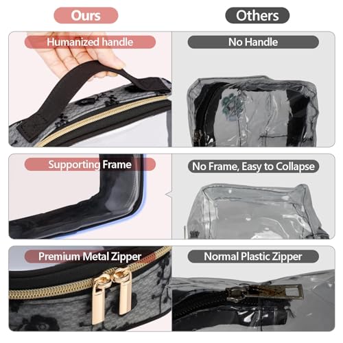 PACKISM Clear Makeup Bag Travel - TSA Approved Toiletry Bag, 2 Pack Black - color: Black