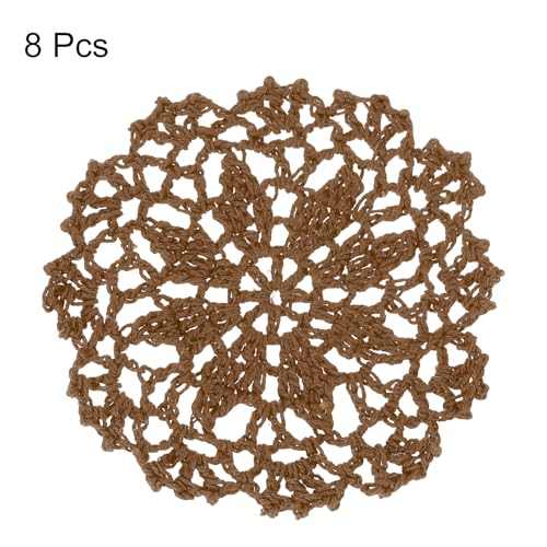 uxcell Fabric Coasters, 8pcs 4" - Cotton Woven Crochet Doilies, Lace Embroidery Cup Mat with Floral Pattern for Wedding Party Decoration (Chocolate Color) - color: Chocolate Color