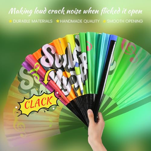 SYNTECSO Folding Hand Fan for Rave, UV Glow Clack Fan - color: Swallow My Pride
