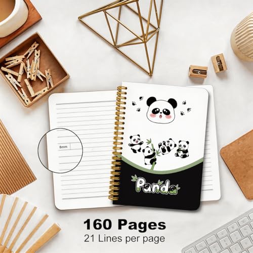 2 Pcs Panda Gifts for Women Men Cute Pandas A5 Spiral Notebook Journal - color: Multicolour 0178