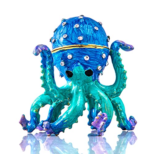 YU FENG Octopus Trinket Box Hinged Jewelry Organizer Sea Animal Figurine - color: Octopus