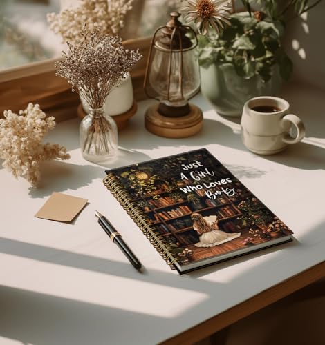 Notebooks for Books Lover-Vintage Flower Journal For Teen Girls,Reading Lover Gifts On Birthday Christmas,Just a girl College Ruled Lined Gold Spiral Bound Hardcover(Black),5.8"x8.3" - color: Just a girl
