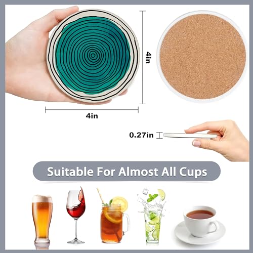 6 Pcs Coasters for Drinks with Holder,Abstract Art Minimalist Absorbent Coaster with Cork Backing,Great Gift for Housewarming,Room Decor,Bar,Holiday Party - color: Abstract Art Minimalist