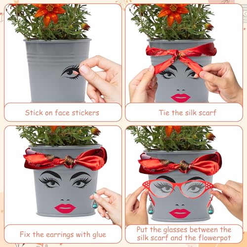 DSjuedui Funny Face Planter Pot Accessories, 29Pcs Face Stickers for Crafts