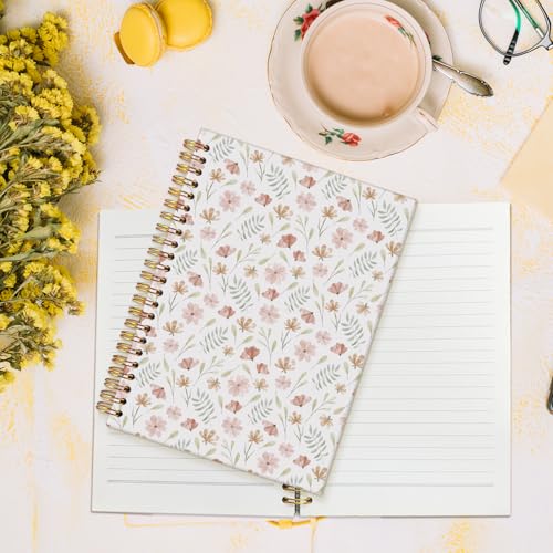 MOFUYU Cute Spiral Notebook Journal for Women,Floral Notebook - color: Floral(pink)