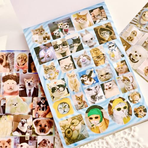 800 Pcs Cats & Dogs Meme Stickers 30 Sheets Cute Funny Sticker Book - color: Cute Fun Cat Dog