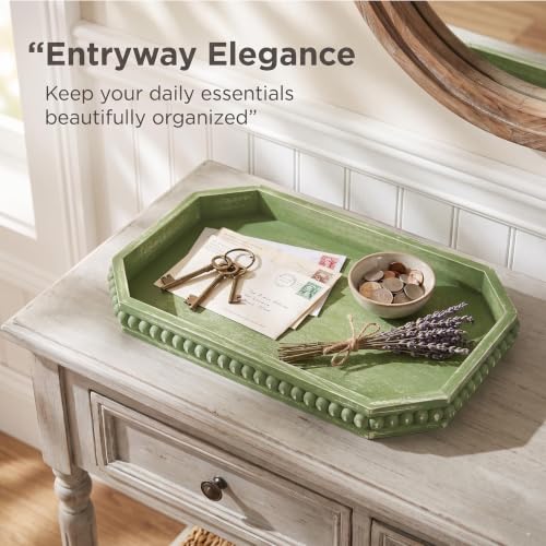 Hrastany Sage Green Wood Decorative Tray, Coffee Table Tray for Ottoman - color: Burnt-z8, size: 15.7" x 10.2" x 1.6"