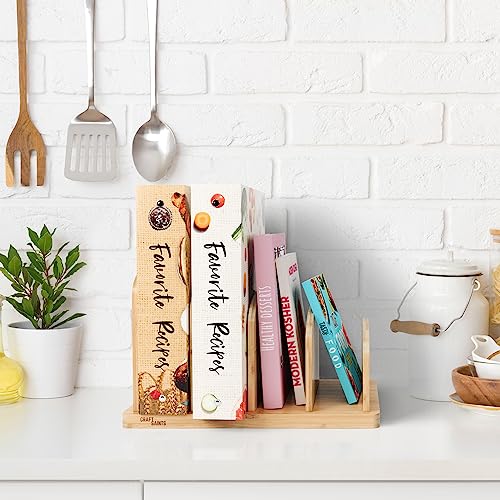 Cook Book Organizer, 4 Sections, Recipe Book Holder Rack, Tabletop Stand for Convenient Cookbook Storage, Vertical Cook Book Stand Kitchen, Binder Holder for Desk & Countertop (Bamboo) - color: Bamboo, size: 4 Sections